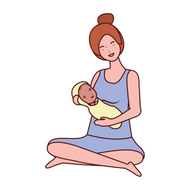 sevimli gebelik anne küçük bebek karakterleri kaldırma oturmuş