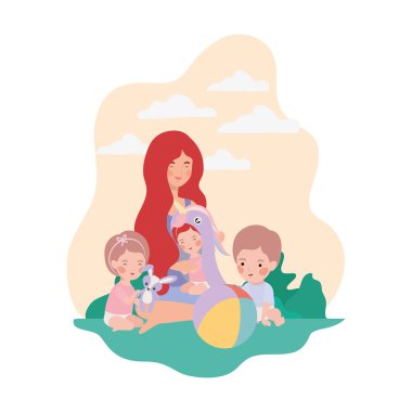 kampta küçük çocuklu sevimli hamilelik anne