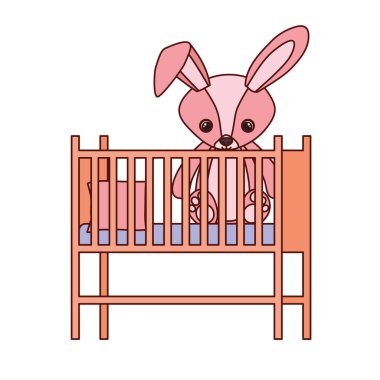 bebek beşiği doldurulmuş bebek oyuncak sevimli tavşan