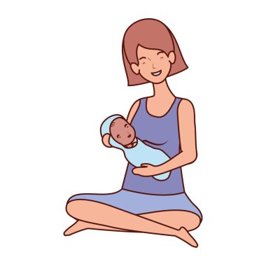 sevimli gebelik anne küçük bebek karakterleri kaldırma oturmuş