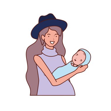 sevimli gebelik anne küçük bebek karakterleri kaldırma