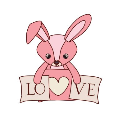 kalp aşk yastıkları ile doldurulmuş sevimli tavşan