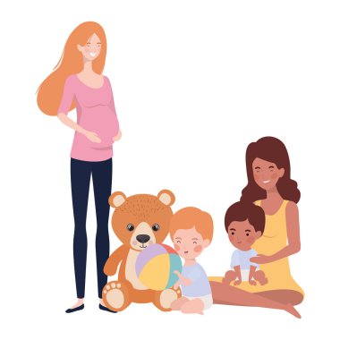 küçük bebekler karakterleri ile ırklararası gebelik anneler