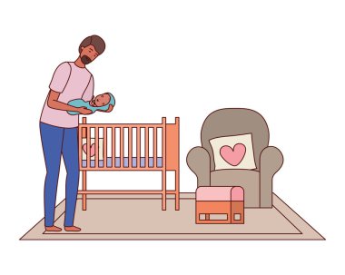 beşik karakterleri ile küçük çocuk ile baba