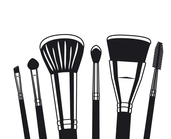 Set of applicators make up brushes accessories — Stock Vector