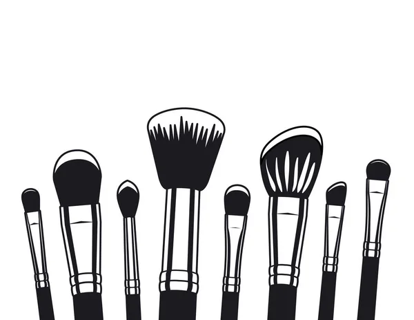 Set von Applikatoren Make-up Pinsel Zubehör — Stockvektor