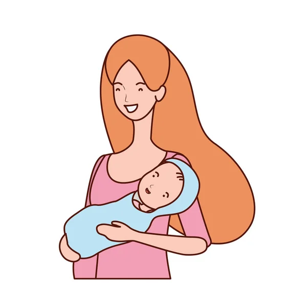 Lindo embarazo madre levantamiento poco bebé caracteres — Archivo Imágenes Vectoriales