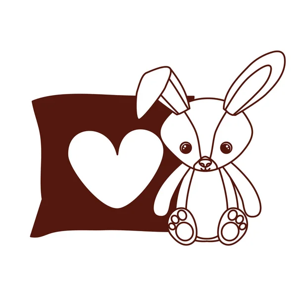Милий кролик з фаршированими серцем любовними подушками — стоковий вектор