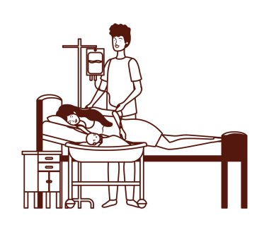 sedye de yeni doğan bebek ile anne ve baba