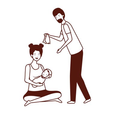 küçük bebek karakterleri ile anne-babalar çift