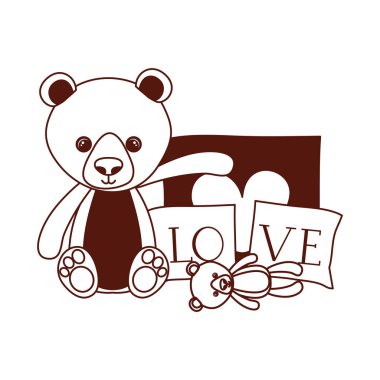 sevimli ayı oyuncak aşk yastıkları ile doldurulmuş