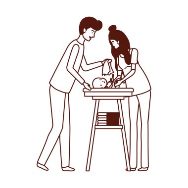 değiştirici küçük bebek ile anne çift