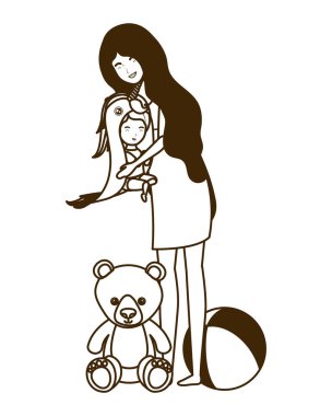 küçük erkek karakterleri ile sevimli gebelik anne