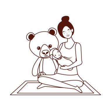 sevimli gebelik anne küçük bebek karakterleri kaldırma oturmuş