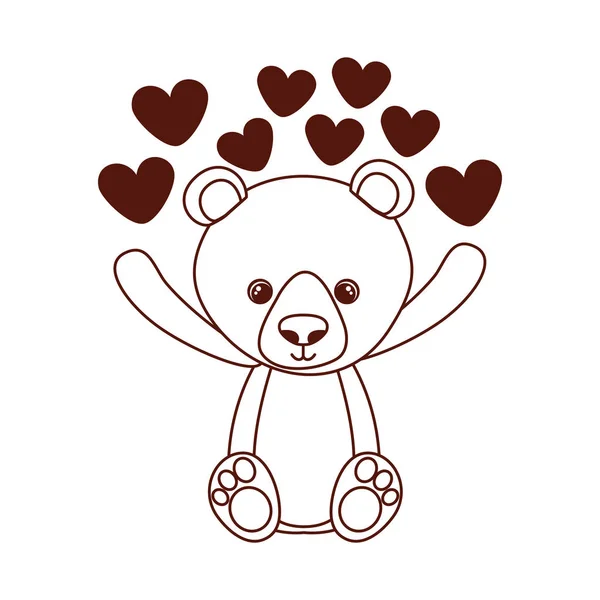 Cute Bear pluszowe zabawki dla niemowląt z sercem — Wektor stockowy
