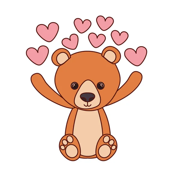 Милый медвежонок плюшевый игрушка с сердцем — стоковый вектор