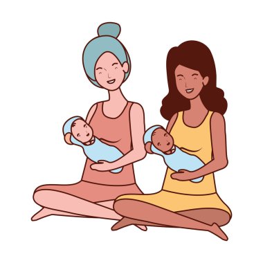 ırklar arası gebelik anneler küçük bebekler karakter kaldırma oturmuş