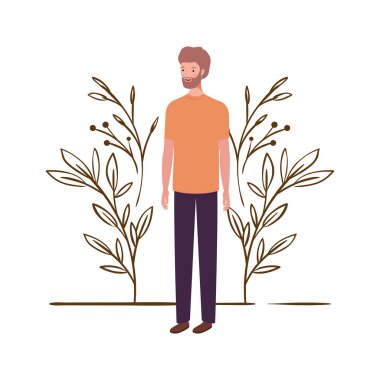 peyzaj arka plan ile duran genç adam