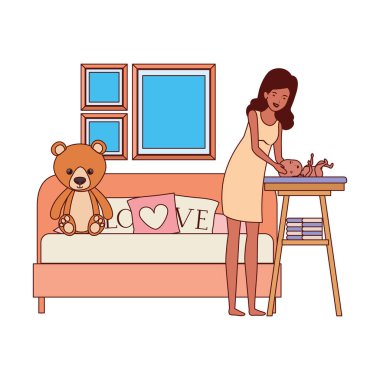 afro gebelik anne yatak odasında küçük bebek kaldırma