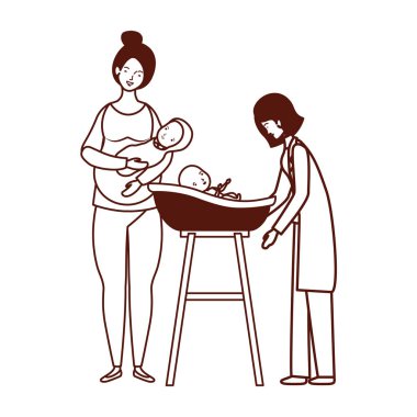 anne ve bebekler ile çocuk doktoru kadın doktor