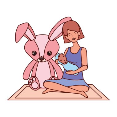 sevimli gebelik anne küçük erkek karakterleri ile oturmuş