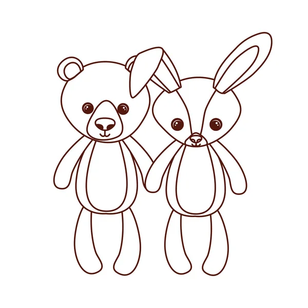 Χαριτωμένο αρκούδα και κουνέλι παραγεμισμένα παιχνίδια μωρών — Διανυσματικό Αρχείο