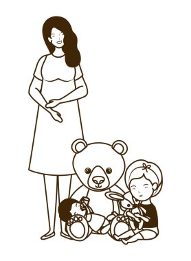 küçük kız karakterleri ile sevimli gebelik anne