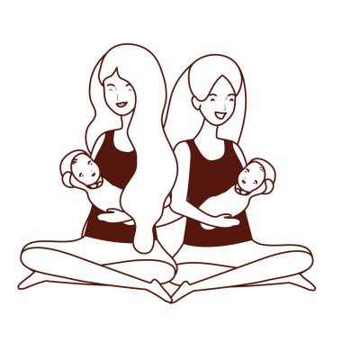 sevimli gebelik anneler küçük bebekler karakter kaldırma oturmuş