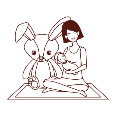 sevimli gebelik anne küçük bebek karakterleri kaldırma oturmuş