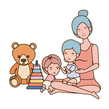 küçük çocuk karakterleri ile sevimli gebelik anne