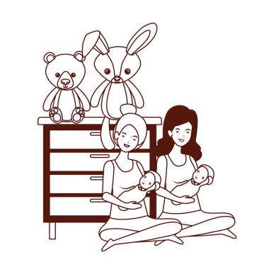 küçük bebekler karakterleri ile sevimli gebelik anneler