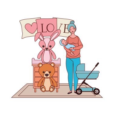 küçük erkek karakterleri ile sevimli gebelik anne