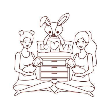 küçük bebekler karakterleri ile sevimli gebelik anneler