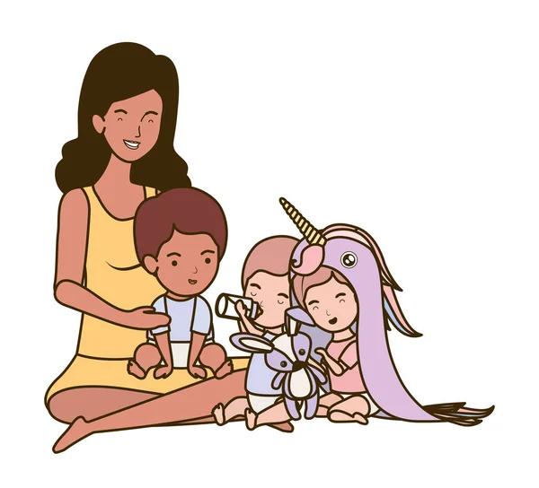 küçük çocuk karakterleri ile afro gebelik anne