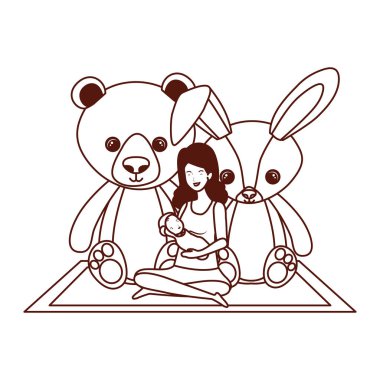 sevimli gebelik anne küçük bebek karakterleri kaldırma oturmuş