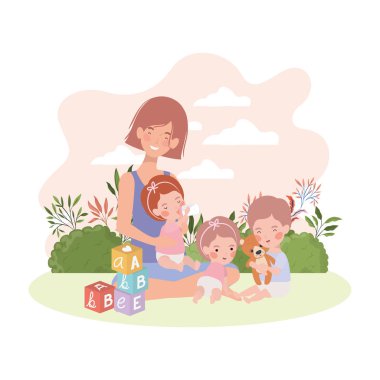 kampta küçük çocuklu sevimli hamilelik anne