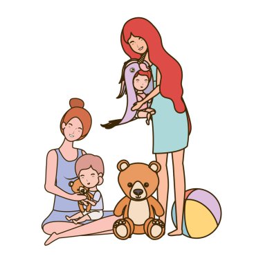 sevimli gebelik anneler küçük bebekler kaldırma oturmuş