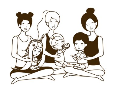 sevimli gebelik anneler küçük bebekler karakter kaldırma oturmuş