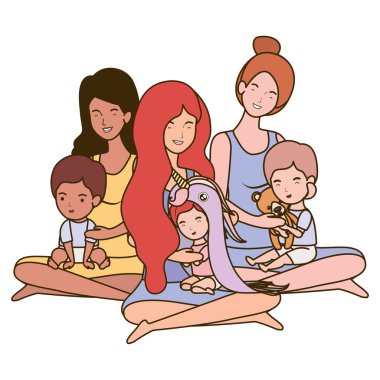 ırklar arası gebelik anneler küçük bebekler karakter kaldırma oturmuş