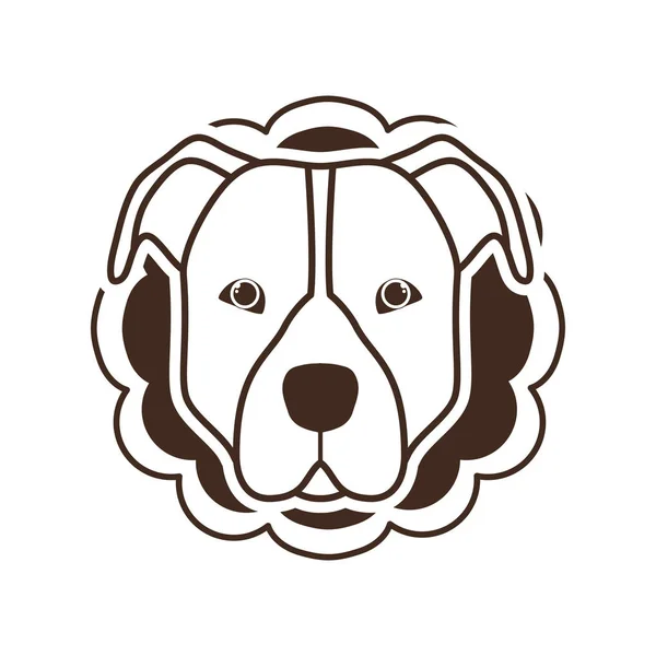 Silhouette de carte avec tête chien mignon — Image vectorielle