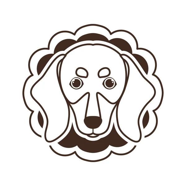 Силуэт открытки с головой симпатичной собаки — стоковый вектор