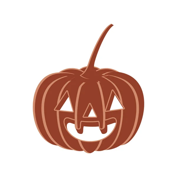 Calabaza de halloween con cara de miedo sobre fondo blanco — Vector de stock