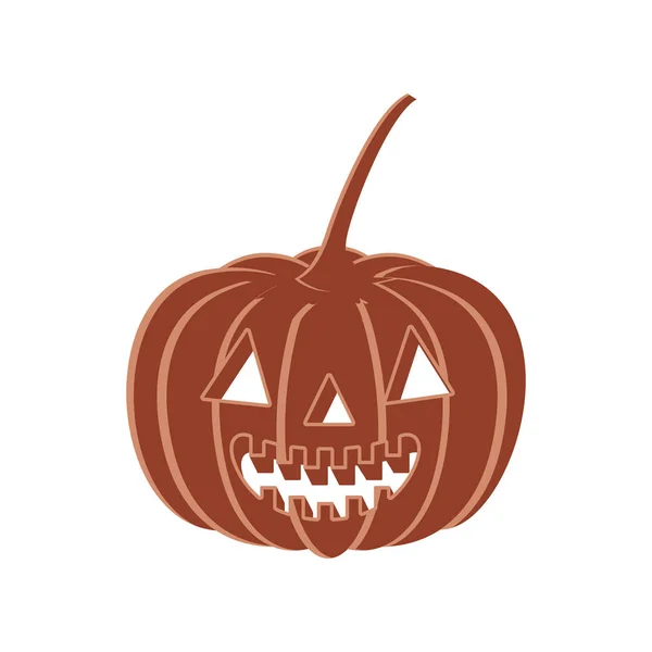Abóbora halloween com rosto assustador no fundo branco — Vetor de Stock