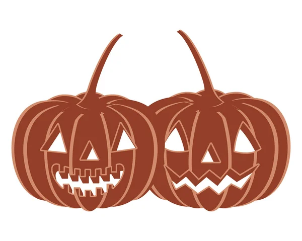 Calabaza de halloween con cara de miedo sobre fondo blanco — Vector de stock