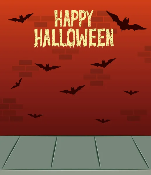 Tarjeta de celebración de Halloween con murciélagos volando — Vector de stock