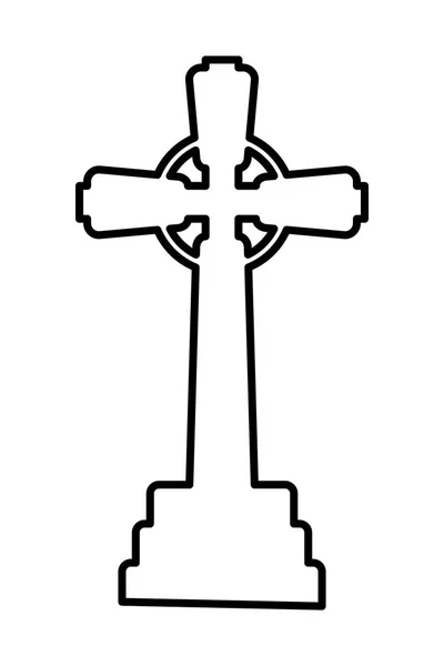 Cemetery graveyard with cross icon — Stock Vector