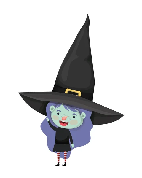 Cute Little Girl z kostiumu czarownica — Wektor stockowy