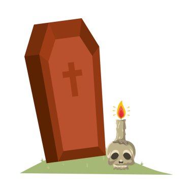 haç ile cadılar bayramı ahşap tabut