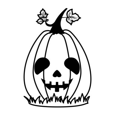 yüz ve yapraklı cadılar bayramı balkabağı