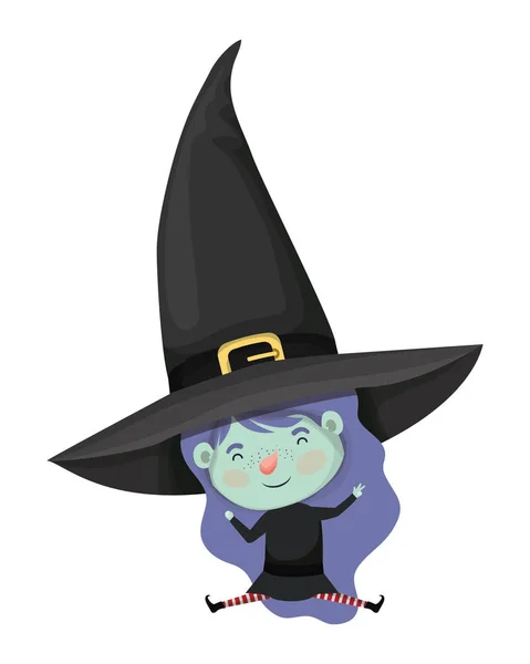 Cute little girl with witch costume — Stock Vector